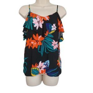 Old Navy Women's Shoulder Off Overlay Blouse Floral Size S Spaghetti Straps
